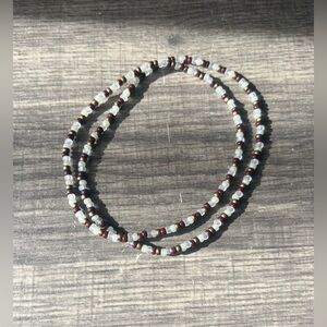 Elegant Beaded Brown and White Anklets